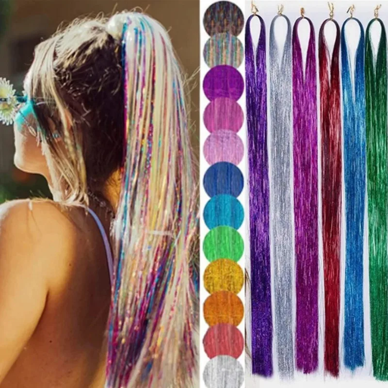 Sparkle Hair Tinsel Rainbow Colored Strands Girl Headwear Hair Laser