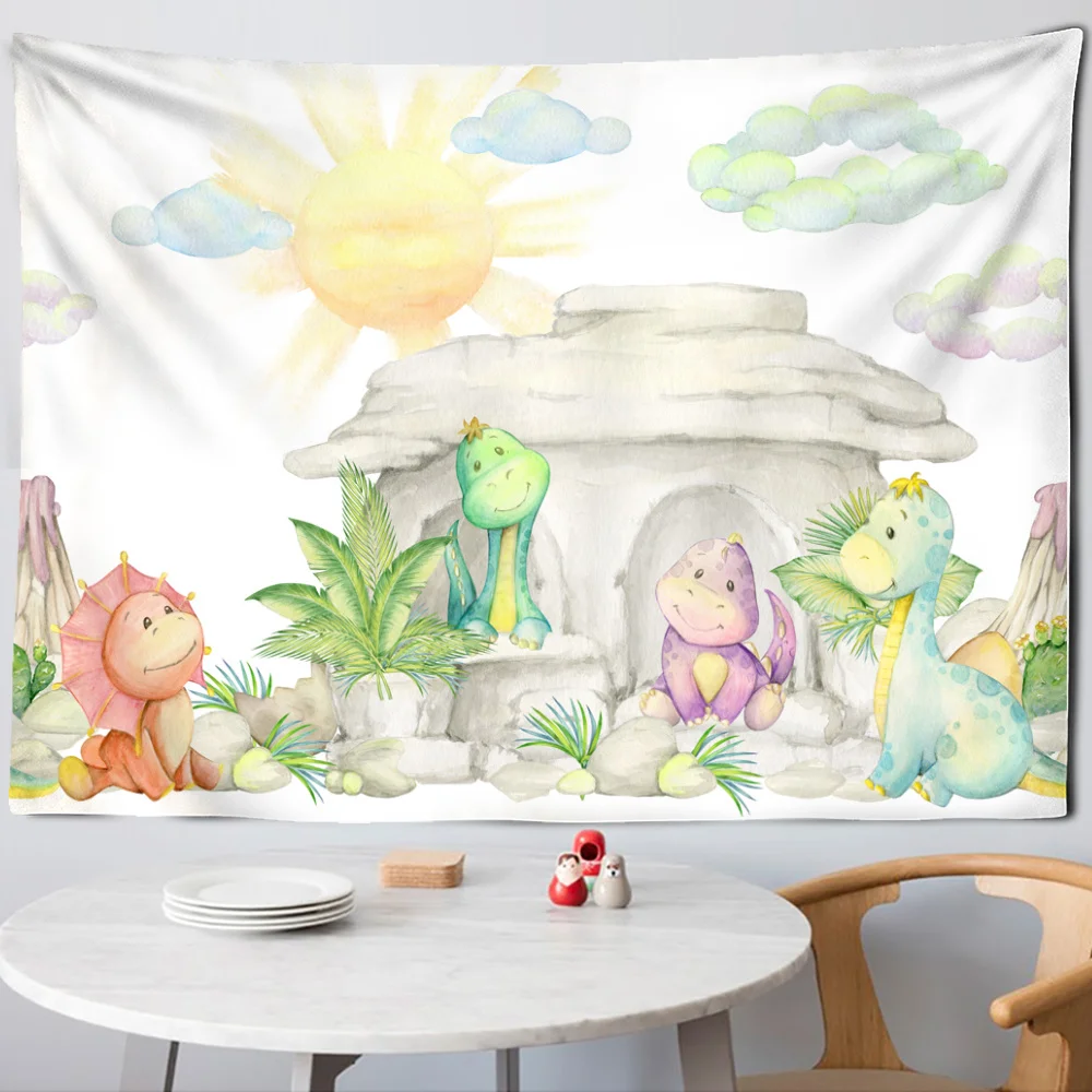Kawaii настенный гобелен с рисунком динозавра, большая спальня, фон для детской комнаты, тканевый домашний декор для общежития для мальчиков