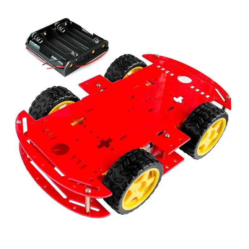 Inteligente Robot Car Chassis Kit com Codificador De Velocidade e Caixa De Bateria, DIY Kit Eletrônico para Arduino, 4WD