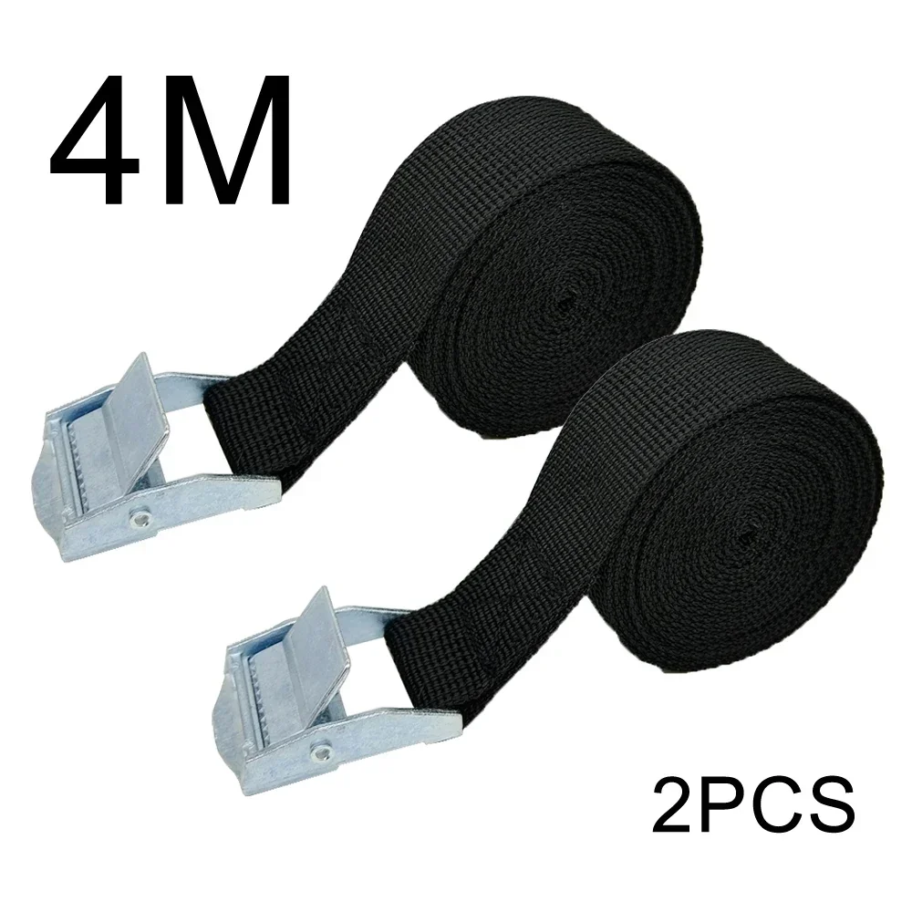 Cargo Straps 2pcs 4M Zinc Alloy Pressure Buckle Pallet Luggage Fixed Car Tightener Tensioner Ratchet Tie-Down Belt