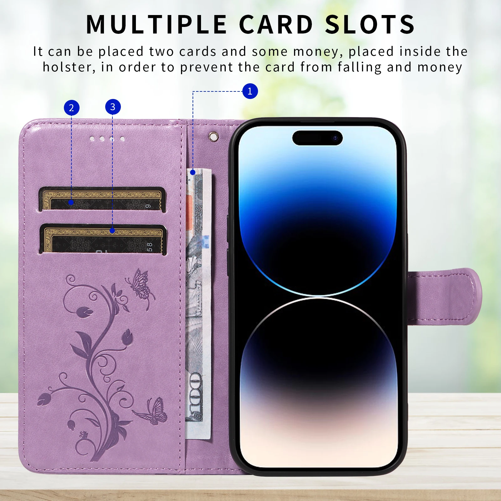 Leather Wallet Phone Case with Flip Cover Design