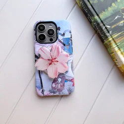 Flower Magnetic Attraction Phone Holder Case - Shockproof Back Cover - iPhone 12 Pro Max (Z6)