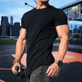 T-shirt fitness muscolare T-shirt da uomo estive T-shirt da allenamento a maniche corte T-shirt da corsa in cotone Uomo Palestra Sport Training Tops