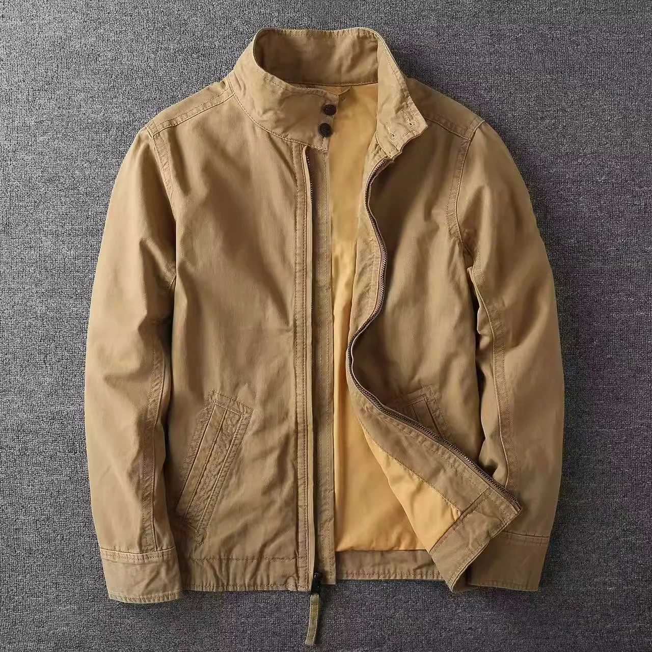 TrendAura Men's Cotton Stand Collar Casual Jacket for Spring and Fall Lightweight Everyday Outerwear main image 1