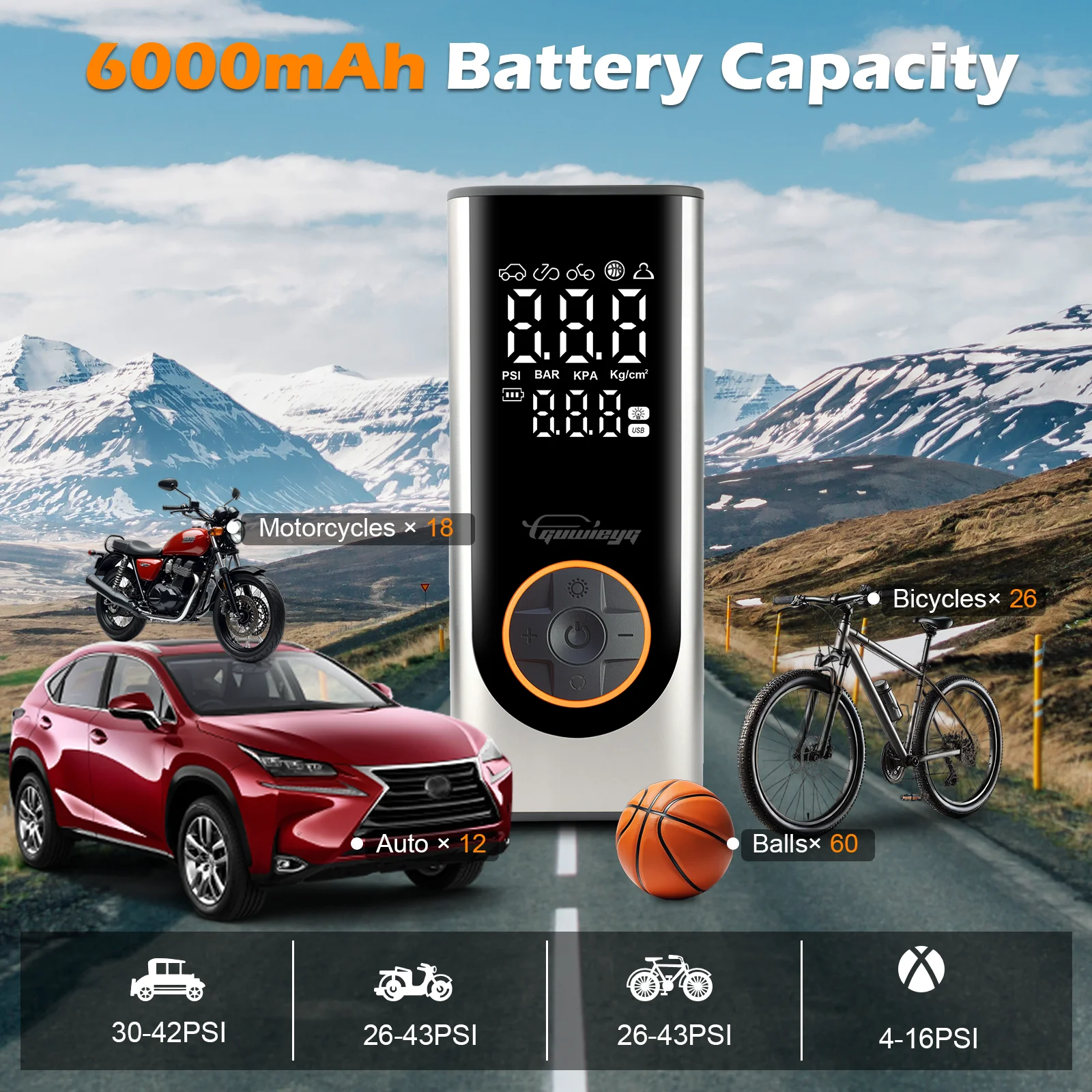 GUWIEYG ���� ���� ���� �޴�� ���� �������� - �ڵ���, ������, �������, ������ ���� 150PSI Ÿ�̾� ���÷����� - ����