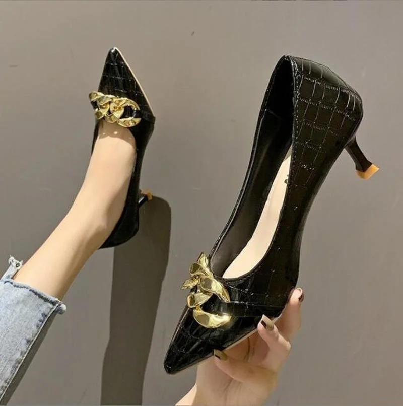 

Women High Heels Shoes 2022 New Autumn Sexy Pumps Designer Sandals Dress Chain Casual Fashion Party Wedding Female Shoes Mujer