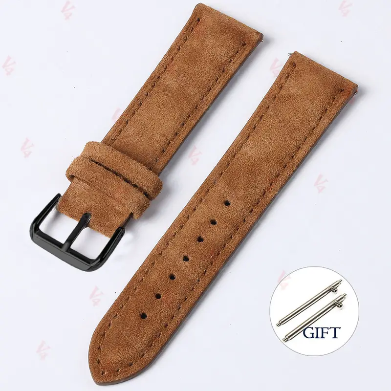 18mm 19mm 20mm 22mm Vintage Suede Cowhide Watch Strap Handmade Watch Band Gray Brown Green Quick Release Bracelet for Men Women - Image 16