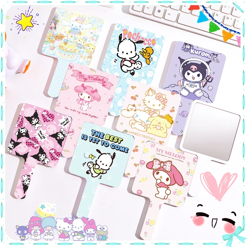 

Sanrioed Hand Held Mirror Kawaii Portable Cartoon Stylish Delicate Cute Anime Pochacco Kuromi Hello Kitty Lovely Kids Girls Gift