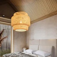 Bamboo Lantern pendent light Natural Rattan Wicker E27 Bulb Chandeliers pendent lamp Restaurant Home Decor AC85-260V 2