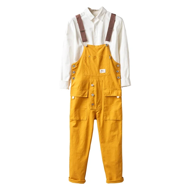 

Men Y2K Fancy Color Bib Overalls Loose Pockets Cargo Cotton Pants Casual Plus Size Jumpsuits Coveralls