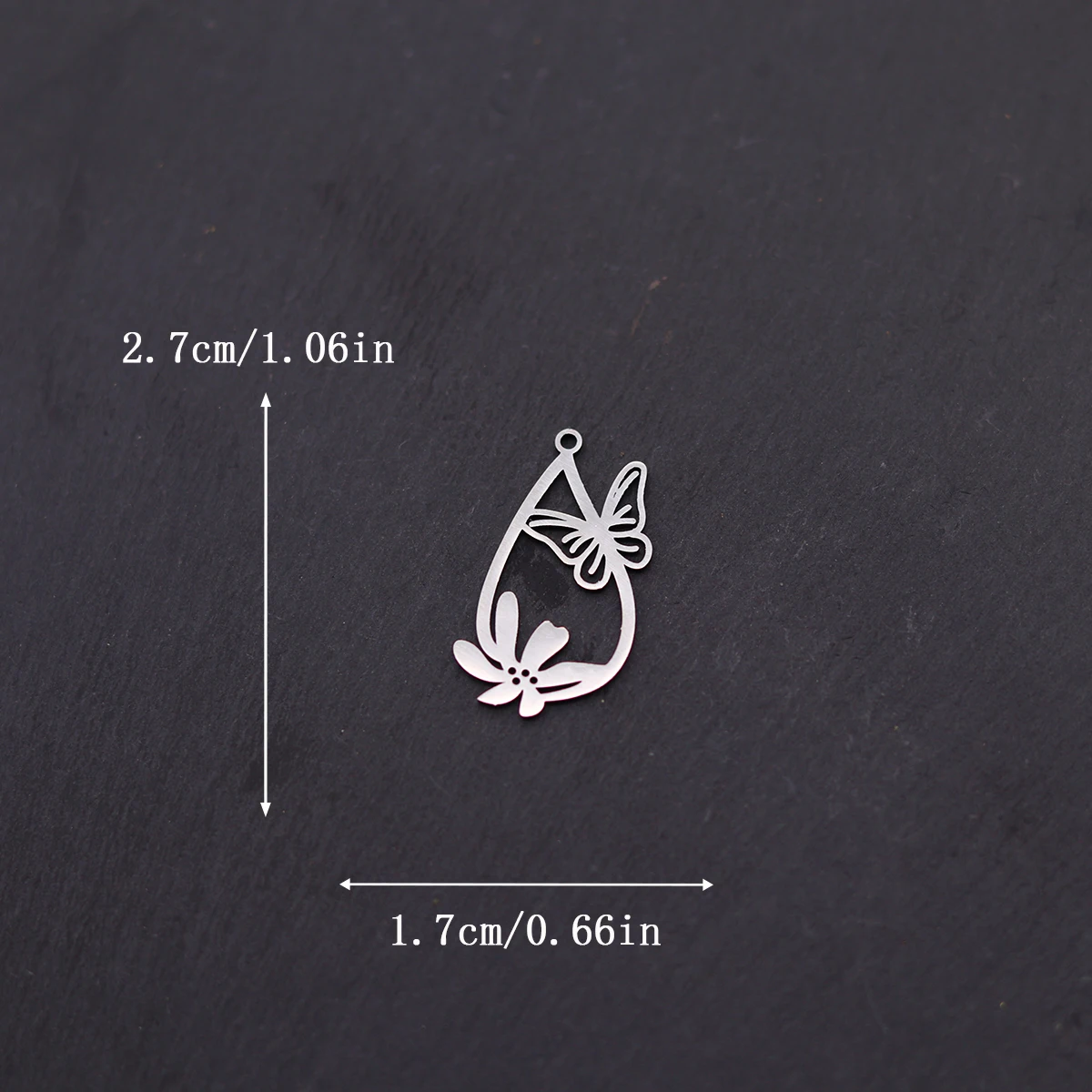 3pcs 스테인레스 스틸 매력 패션 나비 꽃 눈물 펜 던 트 쥬얼리 만들기 DIY 목걸이 귀걸이 수제 공예