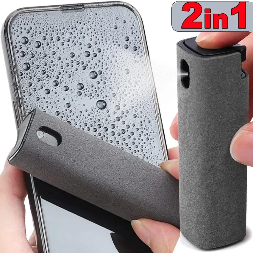 2in1 Microfiber Screen Cleaner Spuitfles Voor Mobiele Telefoon Ipad Computer Microfiber Doek Veeg Iphone Reinigingsbril Doekjes