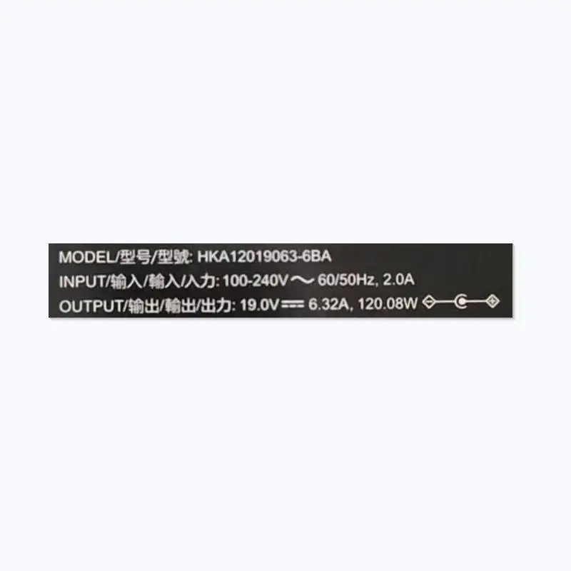 Huntkey 19V 6.32A 120.08W 5.5x2.5mm HKA12019063-6BA 모니터 전원 공급 장치용 기존 AC 어댑터 충전기