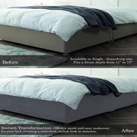 Housse de sommier extensible pour lit Queen Size, 1 pièce, s'enroule autour des 3 côtés du sommier, alternative à la jupe de lit Twin/Full/Queen/King 5