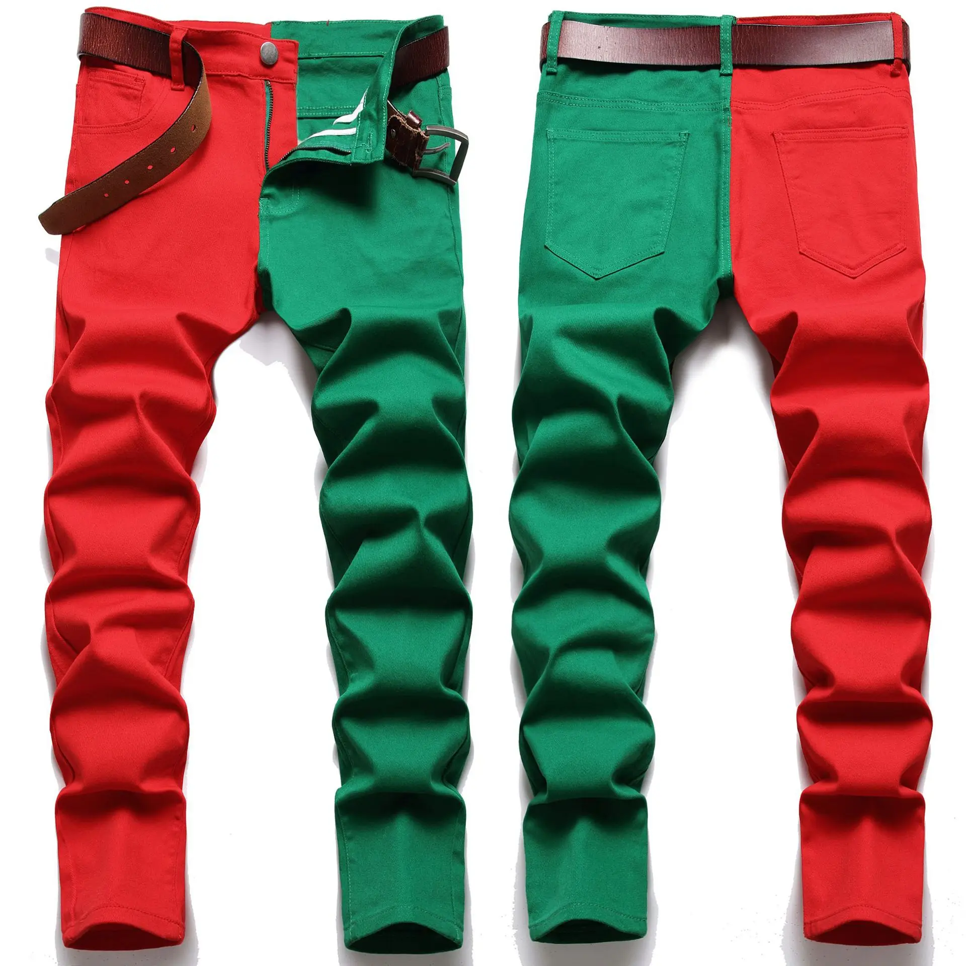 Men Jeans Red Stitches Denim Jeans Male Red Red Denim Jeans Mens