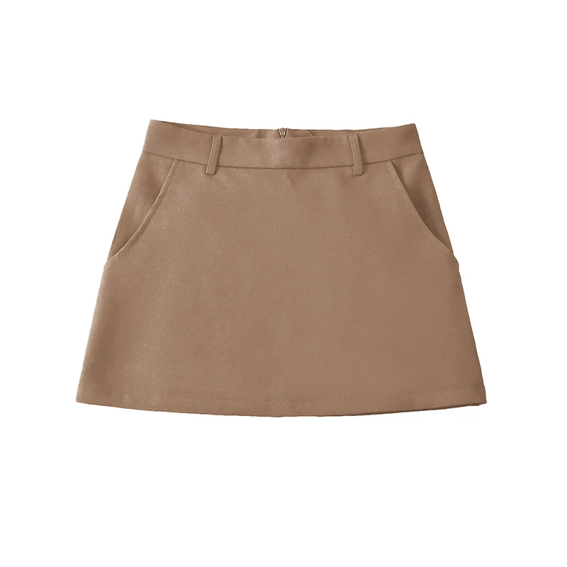 Willshela Women Fashion Solid Back Zipper A-Line Mini Skirt Vintage High Waist Female Chic Lady Skirts - Image 5