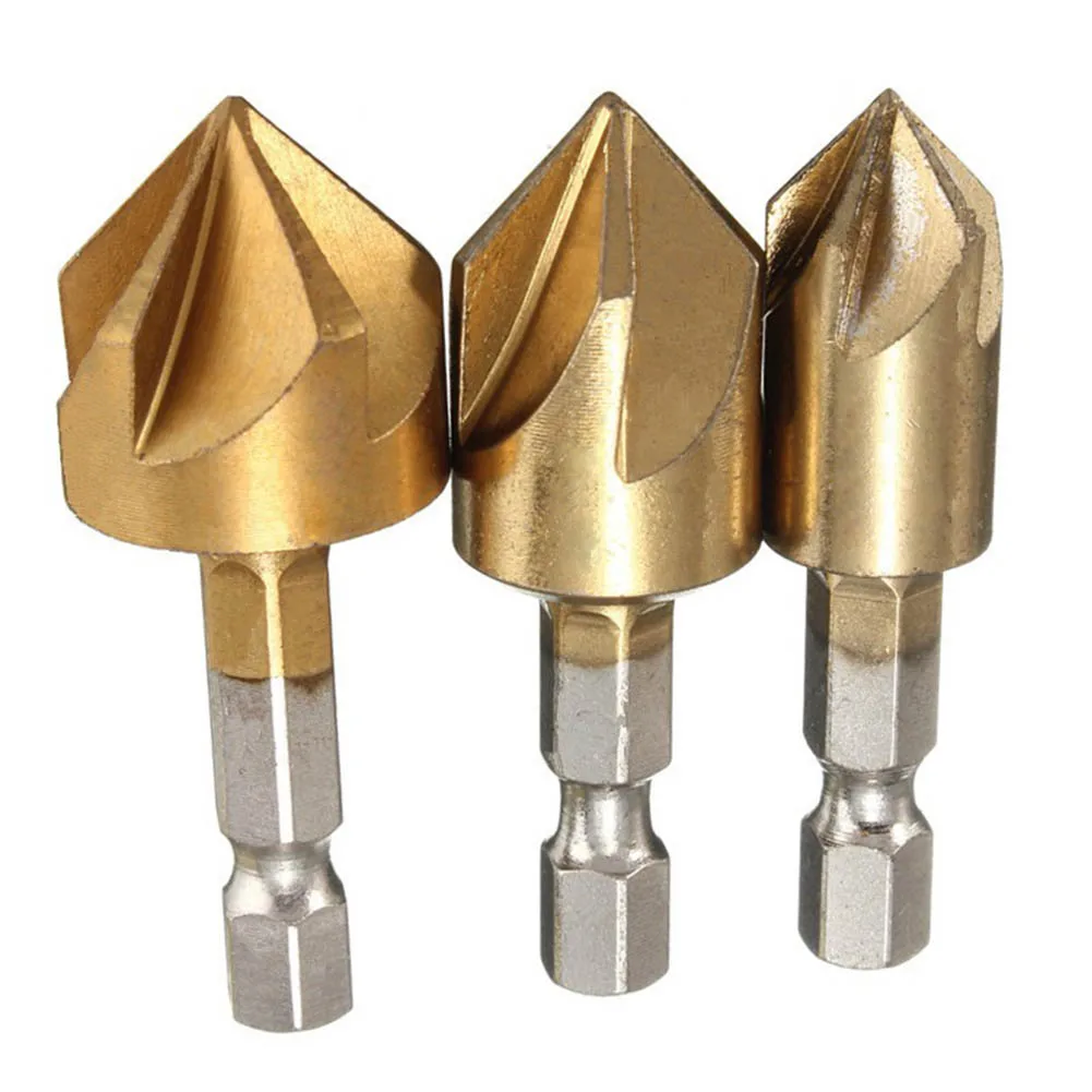 

5 Flute 90 Degree Countersink Boring Drill Bit For Wood Metal Quick Change Hex Chamfer Drill Bit 6/8/9/12/16/19mm Debur Tools