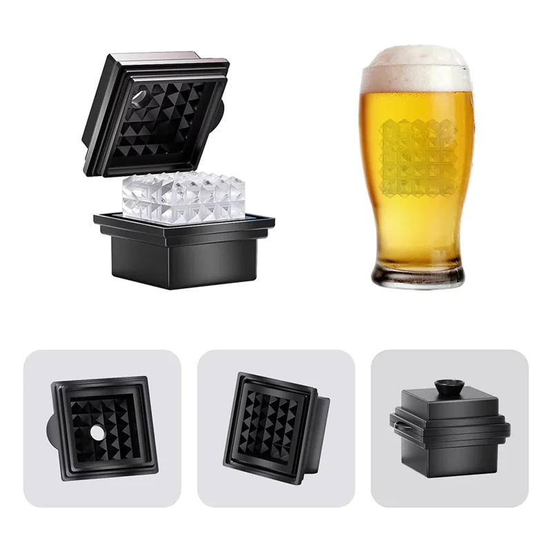 Large Square Ice Block Mold - Crystal Clear Silicone Ice Block Maker Tray For Whiskey, Cocktails & Beverages