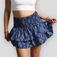 Casual Print Mini Skirts For Women 2024 Summer Fashion Women's High Waist Ruffle Short Skirts Female Y2K Pleated Skirts - Image 2