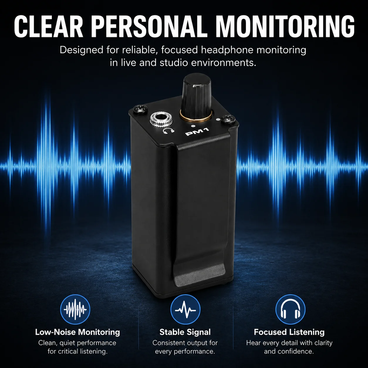 휴대용 PM1 개인 헤드폰 앰프 XLR-3.5MM 미니 인이어 모니터 앰프, 라이브 공연 및 녹음용 볼륨 조절 기능 탑재