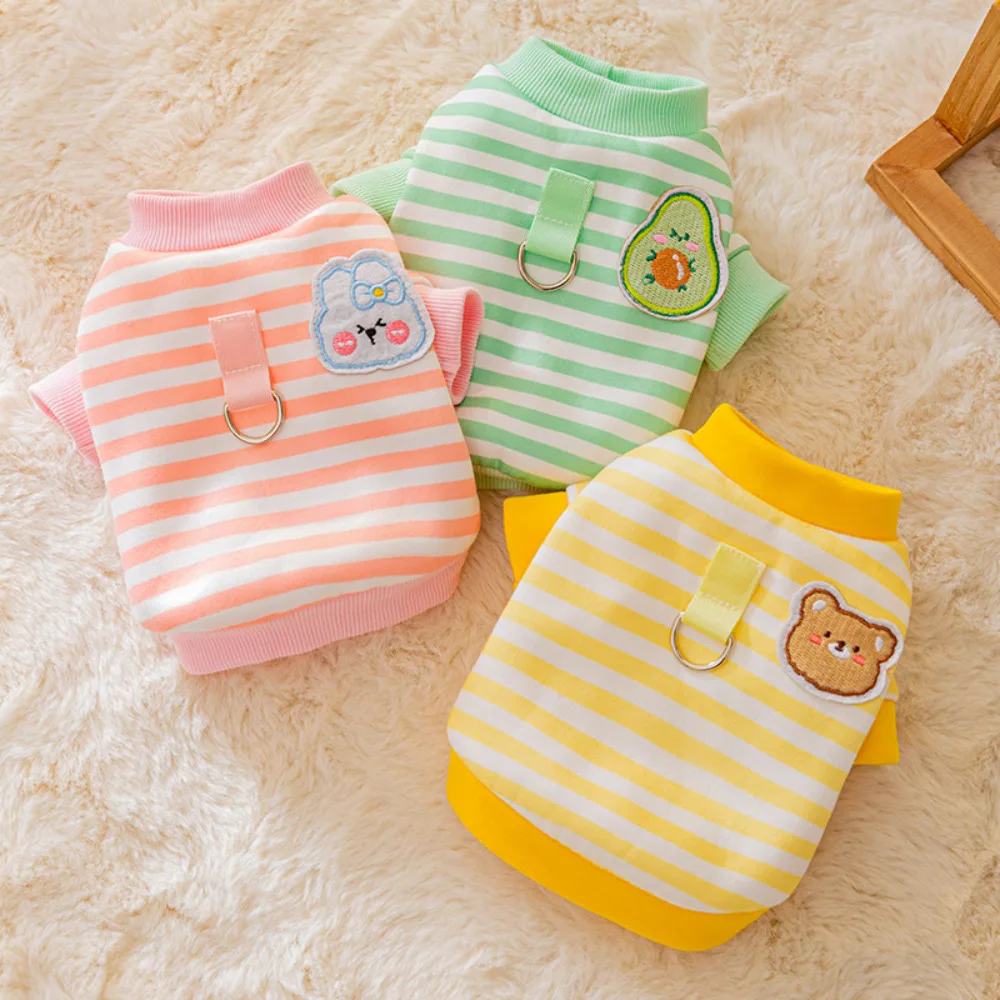 

Pet Sweater Winter Autumn Small Dog Pullover Cat Stripe Cartoon Clothes Puppy Fashion Harness Chihuahua Yorkshire Pomeranian
