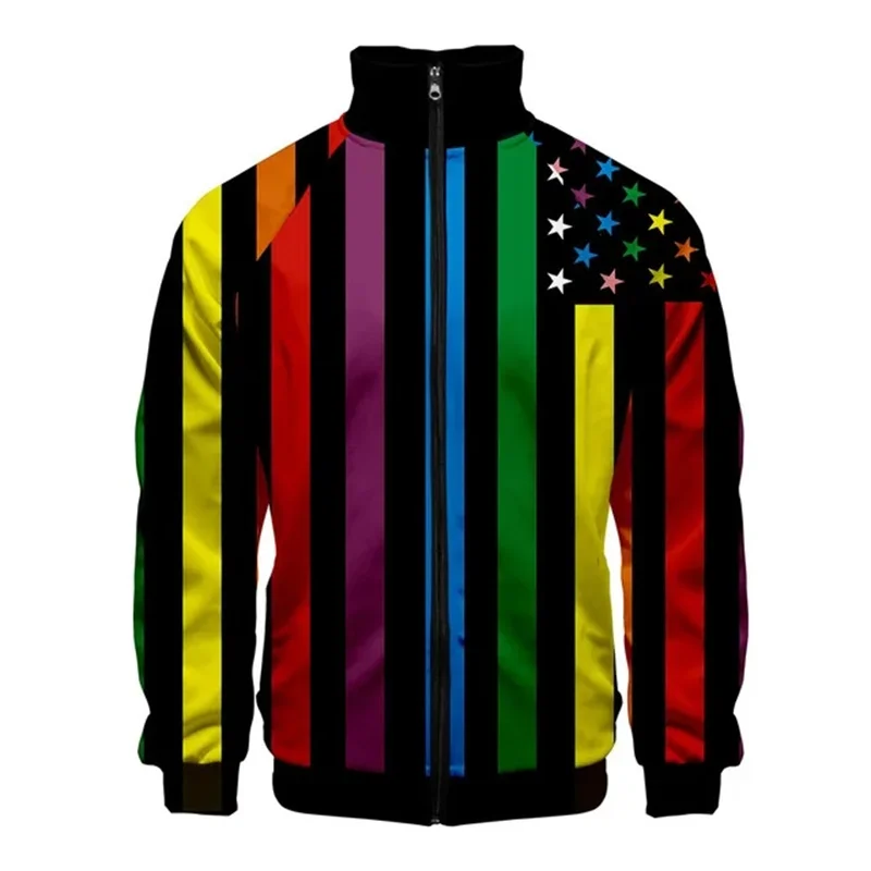 thumbnail image 1 of Chaqueta con cremallera y estampado 3D de arcoíris LGBT para hombre y mujer, sudadera de moda para primavera y otoño, tops cómodos, abrigo de calle, ropa para hombre, 1 of 4