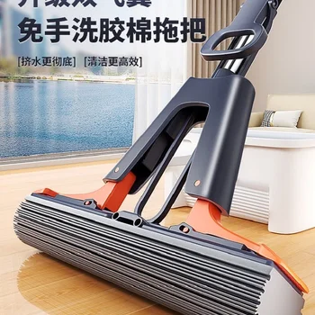 Joybos 접이식 두꺼운 스폰지 걸레, 핸즈프리 세척 걸레, 강력한 물 흡수, 확장 걸레 헤더 청소 도구, 가정용