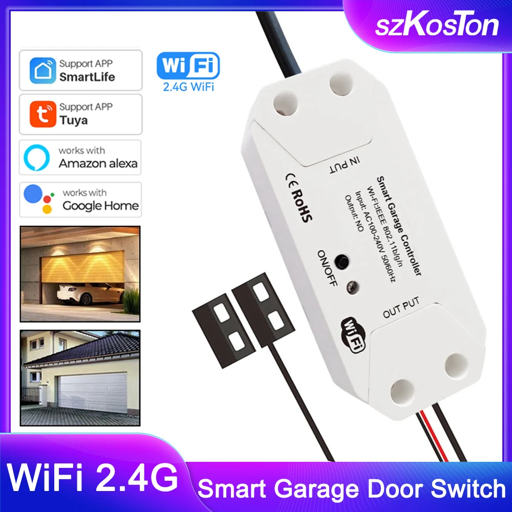 Tuya Wifi Smart Garage Door Opener Controller Switch Voice Control Work