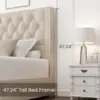 King Size Platform Bed Frame with 4 Storage Drawers and Headboard Linen Upholstered Bed Frame Tufted Beds , Beige 6