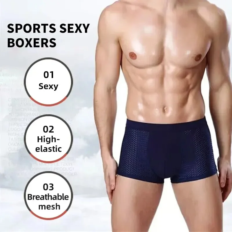 1Pack Lce Silk Men's Boxer Pantie Underpant Plus Size 4XL Shorts Breathable Underwear for Men's Panties Ultrathin Shorts Trunk 4