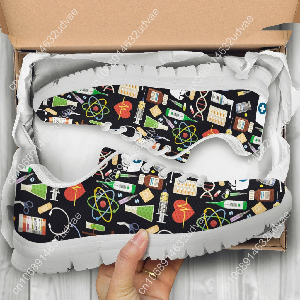 White Nursing Shoes For Women First Aid/medical Printed Comfortable Sneakers Lace-up Luxury Shoes Footwear Zapatos