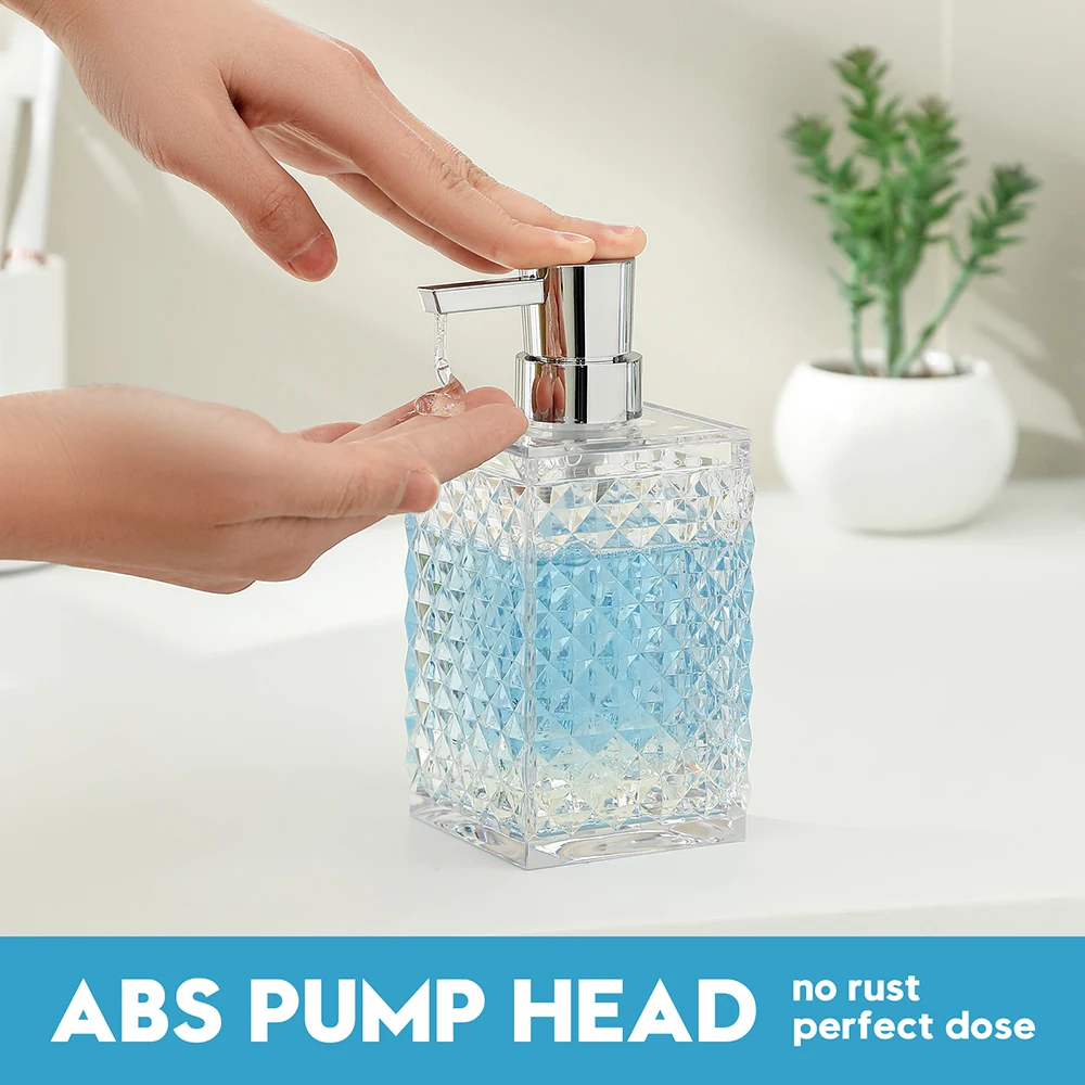 Clear Acrylic Liquid Hand Soap Dispenser（10oz） Silver ABS Rust-Proof Pump for Bathroom Kitchen Countertop Transparent Soap Dispenser Soap Dispenser Bottle Foaming Soap Dispenser