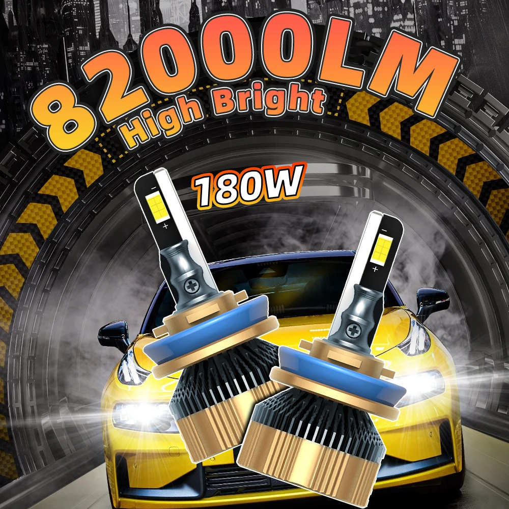 

2Pcs H4 H7 Led Bulbs Super Bright 82000LM H1 H8 H9 H11 Car Light 2Side Csp Chip 9005 Hb3 9006 Hb4 Auto Lamp 6000K Cooling Fan