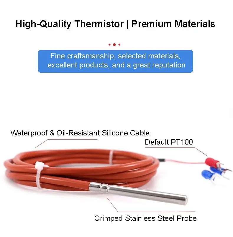 PT100/PT1000 Silicone Wire Temperature Probe RTD Sensor Waterproof Platinum Resi