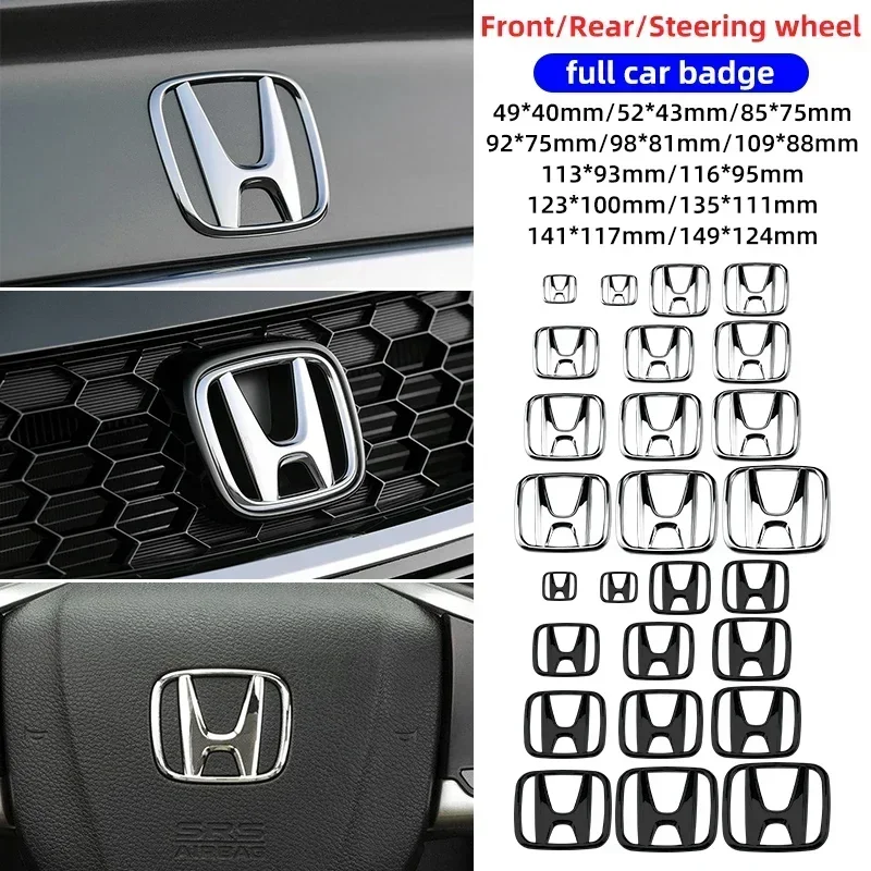 3D ABS 자동차 엠블럼 프론트 헤드 그릴 후드 보닛 엠블럼 리어 테일 범퍼 트렁크 부츠 Honda mugen BRV URV City 용 자동차 액세서리
