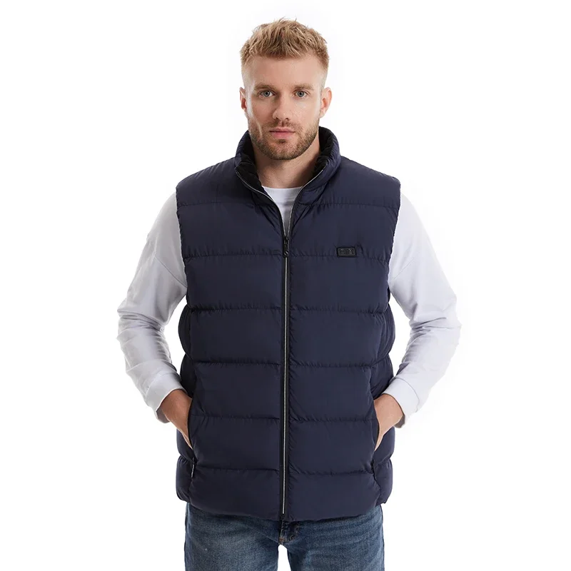 지능형 10존 발열 조끼 - 유니섹스 3단계 온도 조절 스탠드 칼라 플리스 안감 USB 전기 발열 의류