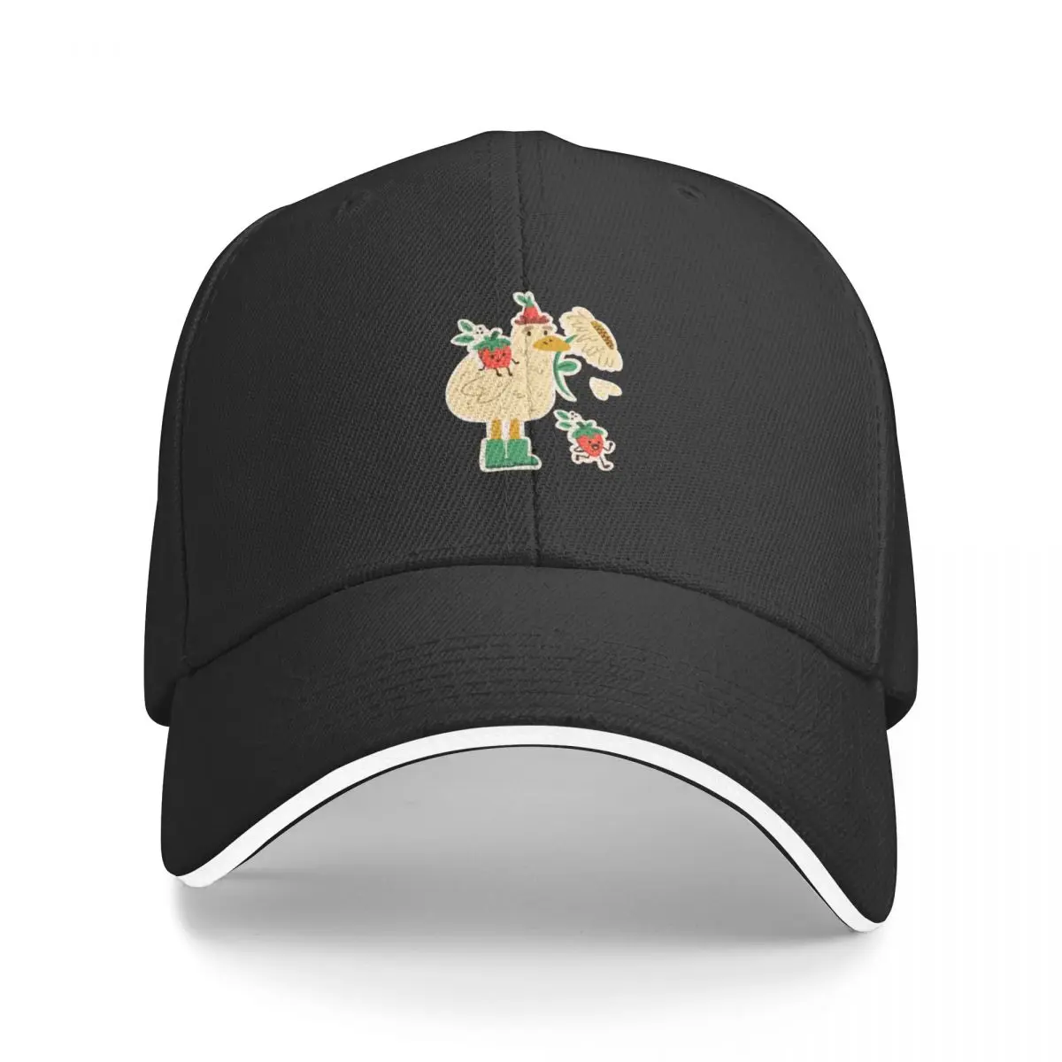 

Duck with Strawberry Friends and Fresh Flower Baseball Cap Trucker Hat summer hat Men's Hats Women's
