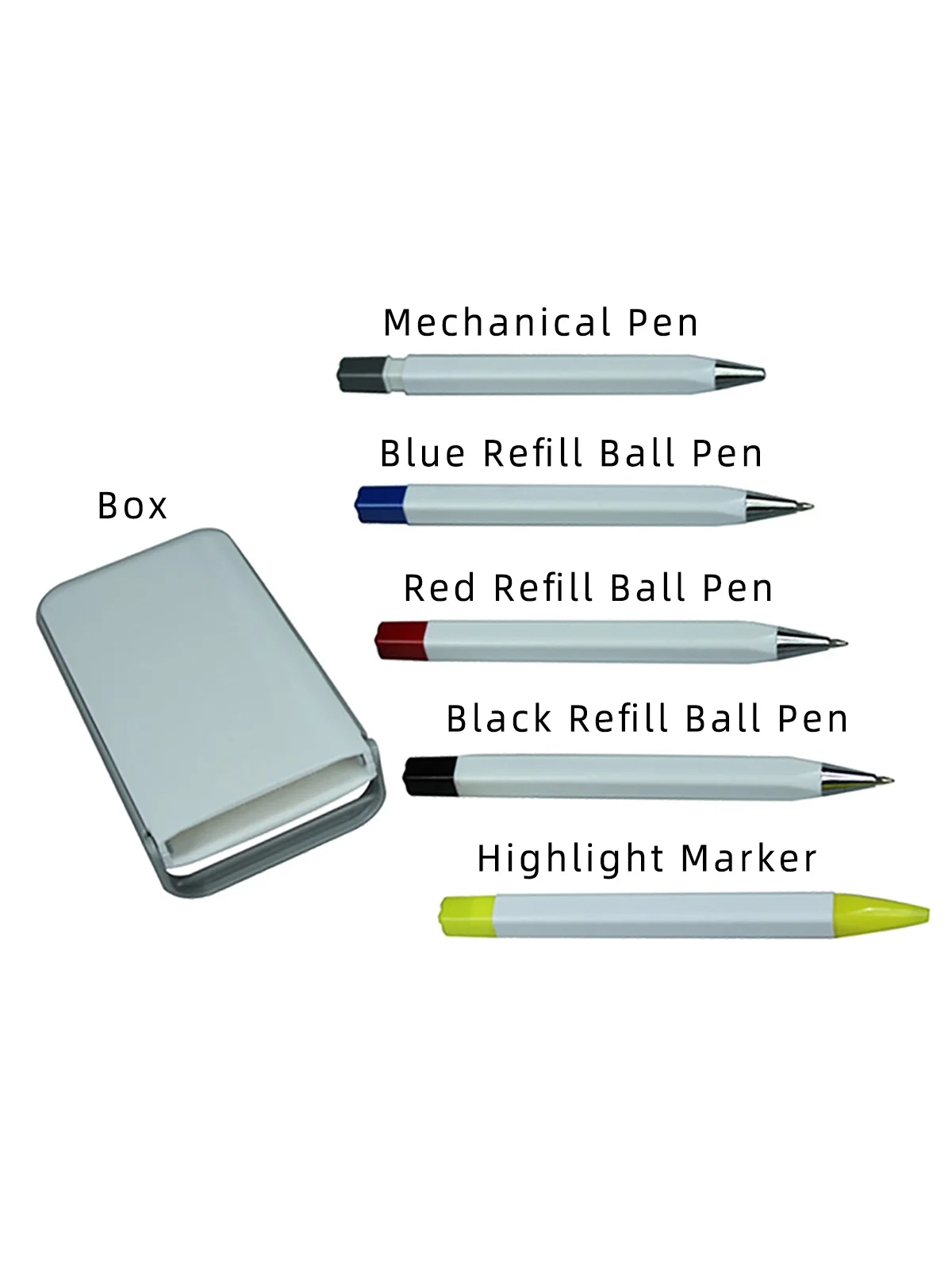 Quality 5 in 1 Pen Set Case Mechanical Pen Highlighter Marker Ballpoint Pens Custom Logo Gift Box Promotion Advertise Giveaway 4