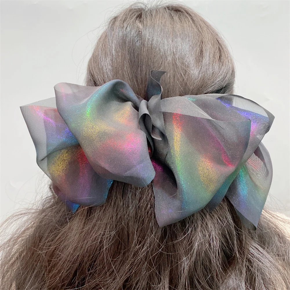 

Заколки для волос шифоновые женские, милые Элегантные Зажимы с большим бантом, модные заколки с феями для конского хвоста с большим бантом, аксессуары для волос