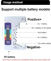 Digital Battery Tester C D N AA AAA 9V 1.5V Button Cell Capacity Check Detector LCD Display Capacitance Diagnostic Tool 2
