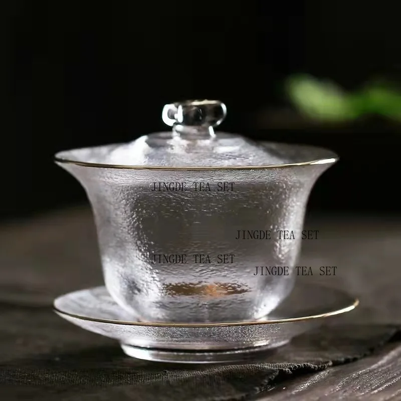 200ml handmade heat-resistant glass covered bowl Japanese style minimalist travel tea set