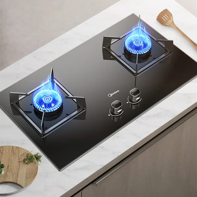 Midea Gas Cooker with 2 Burner Home 5.0kW Fierce Fire Black Crystal Wide  Panel Gas Stove 12T Natural Gas Cooktop Stove Kitchen - AliExpress