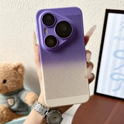 Ultra Thin Heat Dissipation Phone Case with Lens Protector Film - Breathable Hard Cover for Huawei pura 90 pro max (Purple white)