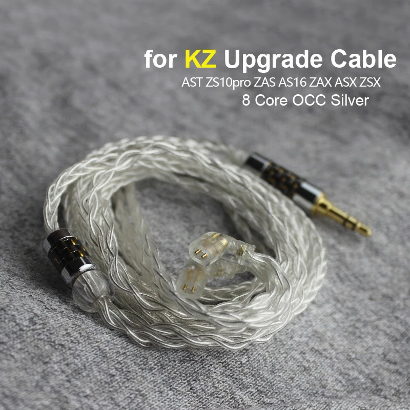 Cabo de Núcleo para kz Ast Zs10pro za As16 Zax Asx Zsx Cabo com Microfone Fones de Ouvido Occ Prata Chapeado Atualização 2.5 4.4 Equilíbrio 8 - Image 6