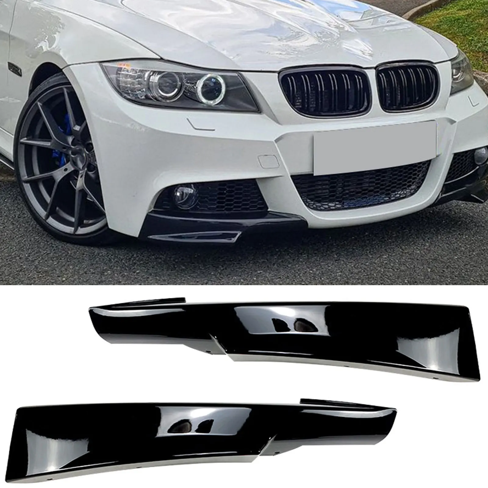 Style Front Bumper Lip Splitter Body Kit For BMW 3 Series E90 Facelift LCI M-Sport Splitter Sport Exterior Tuning Black
