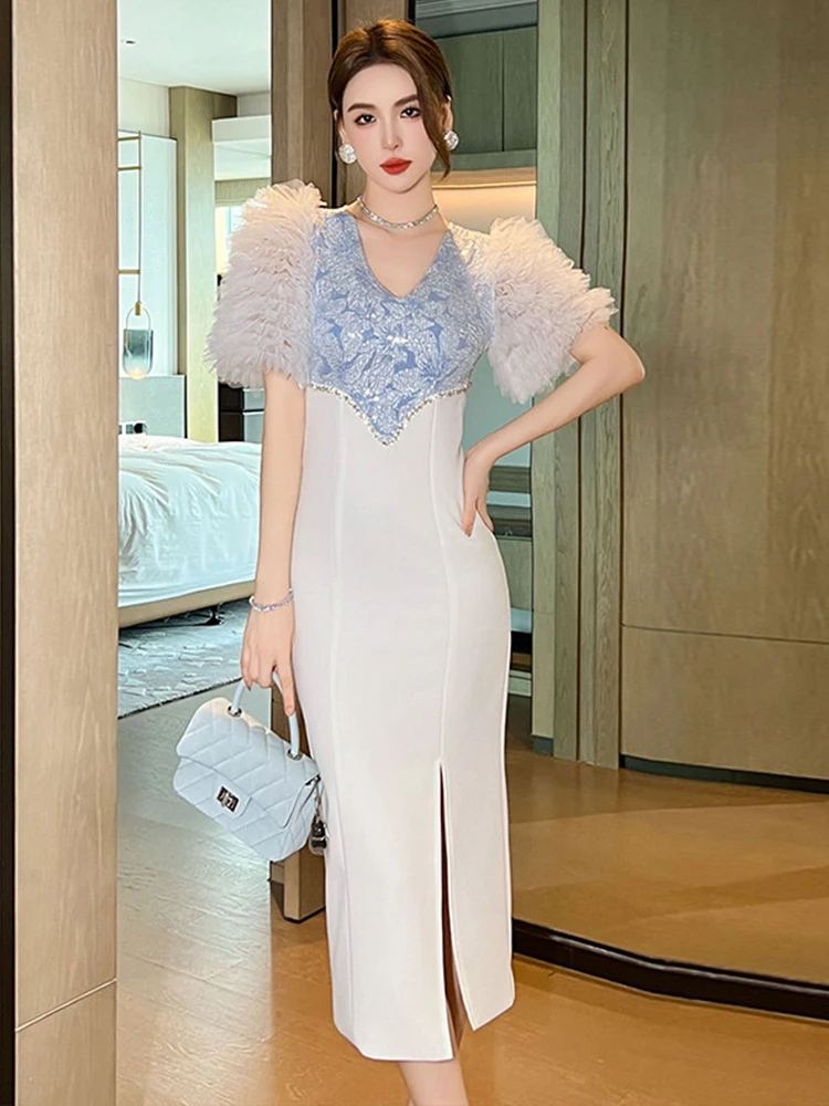 Summer Sweet Formal Occasion Pencil Dress Women Clothes