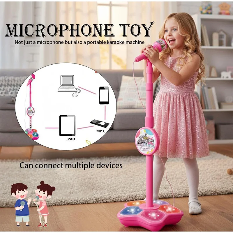 Kids Karaoke Microphone With Stand And Sound Effects For Singing_voghion.com