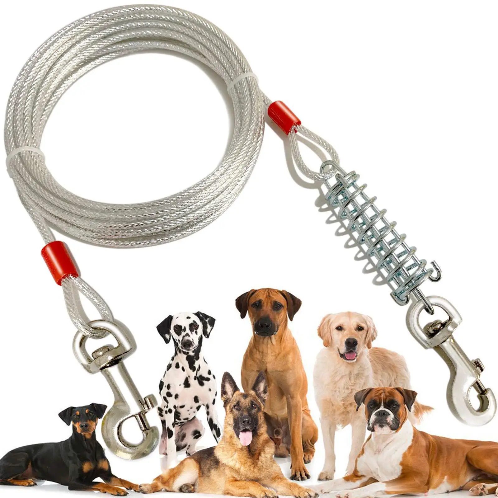 Practical Lengthen Steel Wire Dog Ropes Chain Dog Walking Rope Outdoor ...