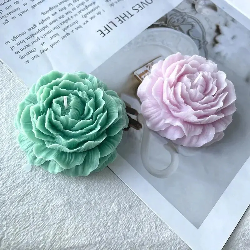 Stampo in silicone per candele a forma di peonia, stampi in silicone per realizzare candele di sapone, stampi in silicone riutilizzabili per artigianato fai da te, aromaterapia, candele, sapone