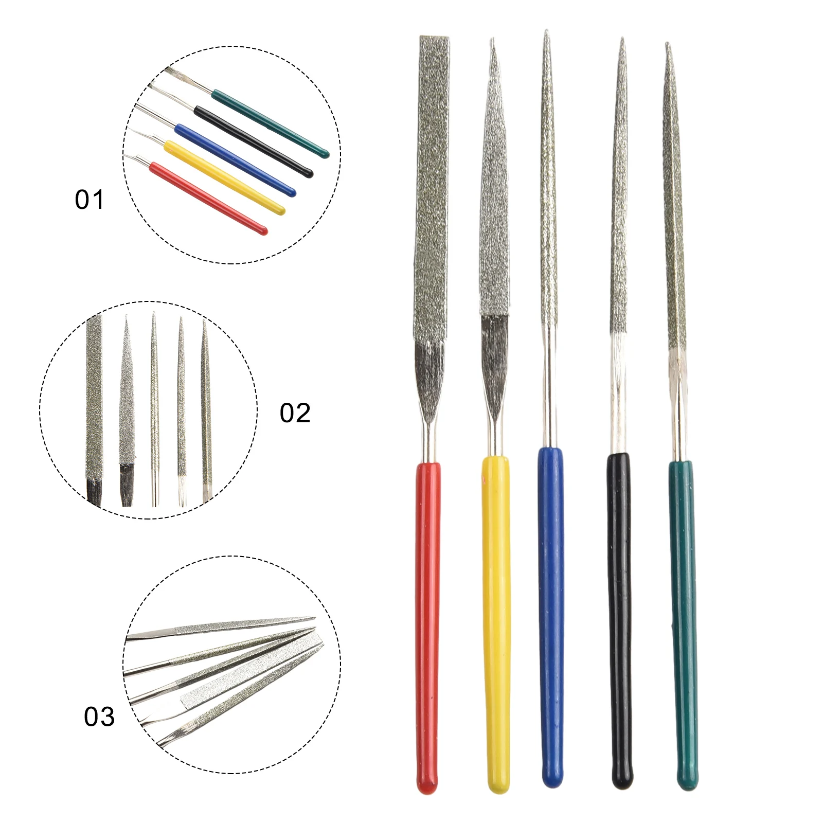 

5Pc 2*100mm Mini Needle File Set Pocket Diamond Files For Metal Deburring Fix Chipped Glass Mirror Tile Woodworking Hand Tools